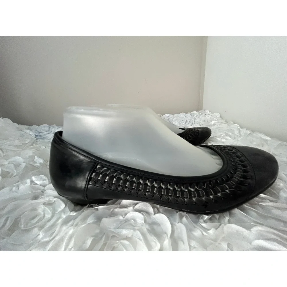 Natualizer Leather Flats Loafer‎ Shoes Women's 9 M Black Braided Weave Comfort